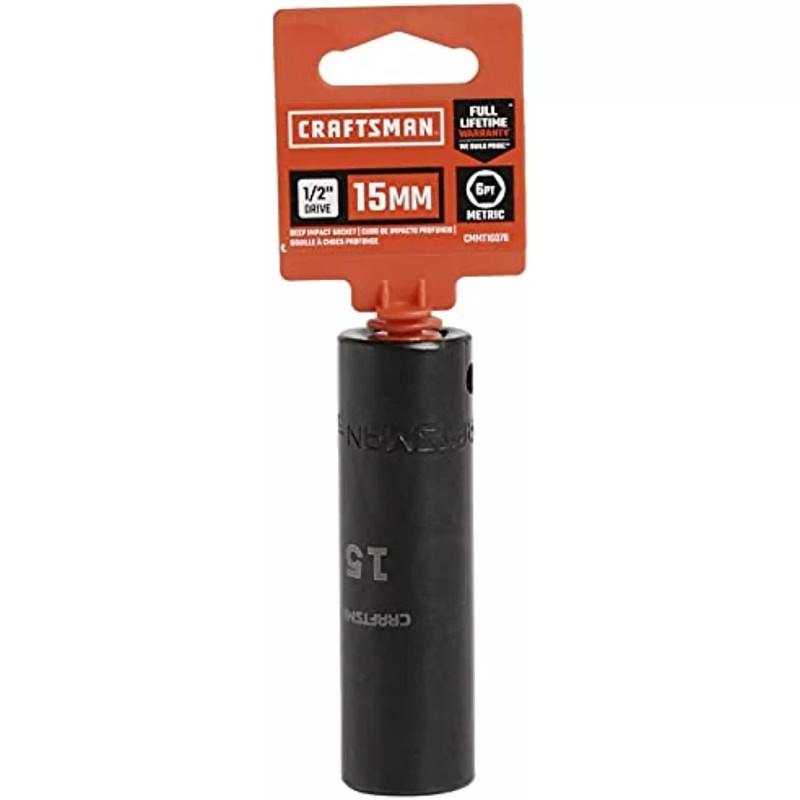 CRAFTSMAN Deep Impact Socket, Metric, 1/2-Inch Drive, 15mm (CMMT16076)