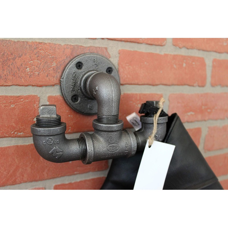 Industrial Pipe Hooks - Black pipe coat hook, towel hook,