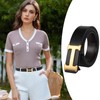 Aurolran Men&Womens Leather Dress Belt Business Automatic Buckle Belt Color-Black