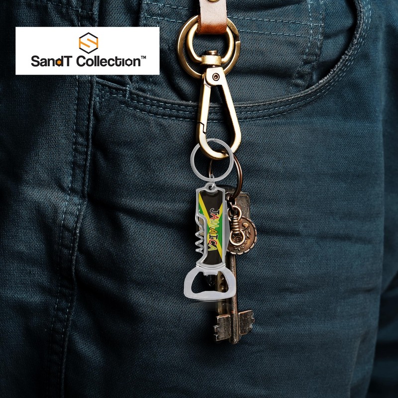 Multifunctional Bottle Opener Keychain Corkscrew Keychains - Carribean Countries -