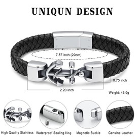 Minicremation Cremation Anchor Urn Bracelet for Ashes for Women Men Stainless Steel Leather Bangle Bracelet Memorial Keepsake Human Cuff Ases Bracelet