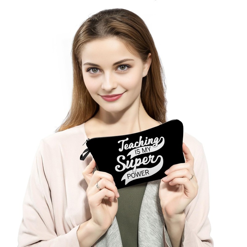 MoCaliduccious Teaching IS MY Super POWER Print Makeup Bag Teacher