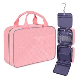 Hanging Toiletry Bag Travel Wash Bag Cosmetics Makeup Pouch Organizer for Business Trip (Hanging Toiletry Bag for Pink, M)