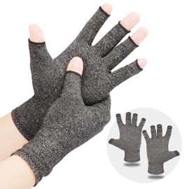 LetsLife Arthritis Compression Gloves for Men and Women, Fingerless Gloves, Breathable Fabric, Carpal Tunnel Syndrome, Rheumatoid. Also Ideal as Osteoarthritis Gloves with Compression, gray