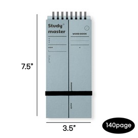 MUNID Smart Vocabulary Notebook, Memorization Notebooks, WordBook 3.2" L x 7.4" H x0.5 W, Two Half Hardcovers, 120Gsm Thick Paper With Band, 140Pages