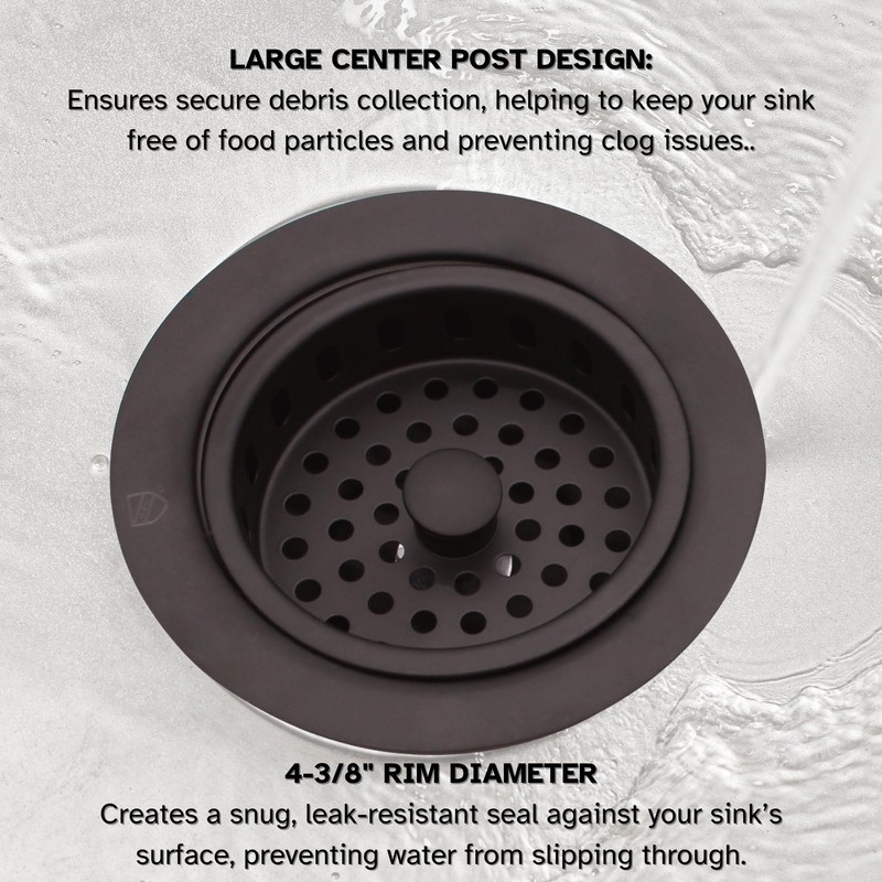Westbrass R214-12 3-1/2-Inch Large Post Style Kitchen Sink Basket Strainer,
