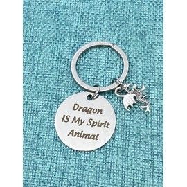 xyqcy Funny Dragon Keychain Dragon is My Spirit Animal Keyring with Dragon Totem Charm Inspirational Jewelry Christmas Birthday Gift for Women Girl Friend Dragon Lovers Gift