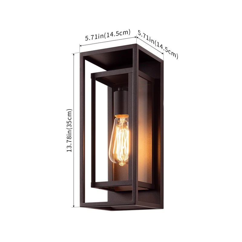 mirrea 14" Classic Outdoor Wall Sconce 1 Light in Rectangular