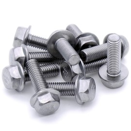 M6 (6mm x 20mm) Flanged Hex Bolt (Fully Threaded Setscrew) - Stainless Steel (A2) (Pack of 10)