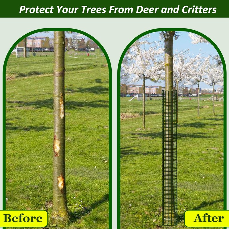chicarry 48" Metal Tree Trunk Protector, 8 Pack Mesh Tree