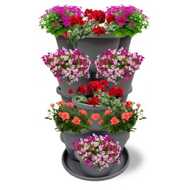 SunVara Vertical Gardening Stackable Planter Strawberry Planter Tower 5 Tier Herb Garden Planter Outdoor Herb Planter Outdoor Vertical Planter Garden Tower Stackable Planters Vertical Garden