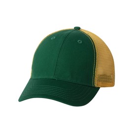 Sportsman 'The Duke'' Washed Trucker Cap Adjustable Dark Green/ Gold