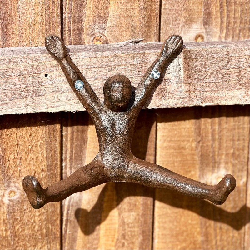 Darthome Man Double Hook Cast Iron Brown Starfish Person Hanging