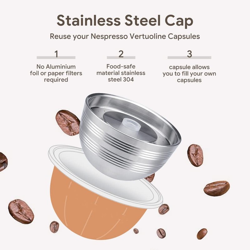 BENFUCHEN Stainless Steel Reusable Vertuo Capsule Compatible With VERTUO NEXT+EMPTY