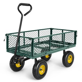 Homdox MAX 680LB Garden Cart, Heavy Duty Garden Wagon, Mesh Foldable Garden Cart, Pullable Garden Wagon with 180° Rotating Handle, Collapsible Garden Cart for Yard Garden Beach Farm, 10 Inches Tires