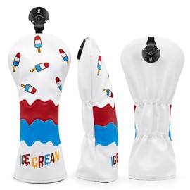 Golf Club Headcover Ice Cream Embroidered Overflow Wood Cover Driver Fairway Wood Utility Hybrid Headcover with Number Tag Summer Limited (for UT)