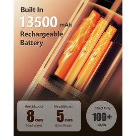 CONQUECO Portable Espresso Machine Travel: 8 cups 12V Electric Coffee Maker with Battery for Camping - 2.5 Mins Self Heating - With Ground Coffee & NS Capsule for RV, Hiking, Office