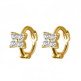 RYSkyJewelry Flower Tiny Huggie 14K Gold S925 Small Hoop Earrings Helix 2nd Holes Hypoallerge