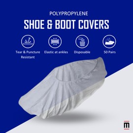 MAGID Polypropylene Disposable Shoe Covers, Size XL, 50 Pairs, Puncture and Tear Resistant, White, Elastic Closure, Medical, Food Processing, Cleanrooms, Construction, SC91