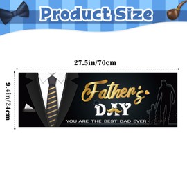 Father's Day Party Handheld Banner - 27.5"x 9.5" Oxford Cloth Photo Prop for Dad, Portable Sign for Family Celebration, Reunion, Photo Booth Decor (Black, Easy to Carry)