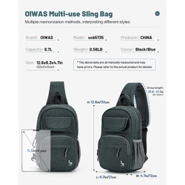 OIWAS - Mochila cruzada para hombre, mochila de una correa para senderismo, mochila para el pecho para mujer, Gris, Large, Classic