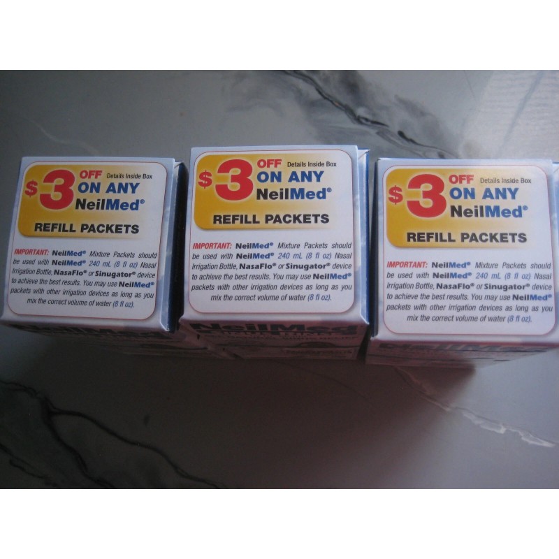 lot of 3 -NeilMed Sinus Rinse Bottle W/Premix Packet Exp
