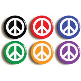 6 x CND PEACE SYMBOL SIXTIES BADGES BUTTONS PINS (Size is 1inch/25mm diameter)