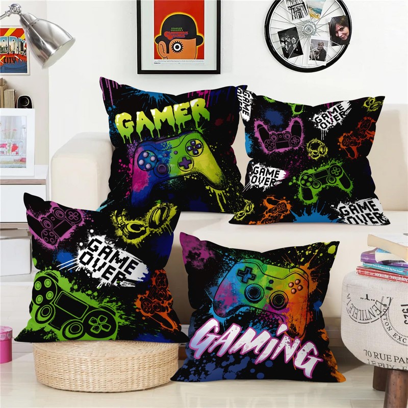 Joymaison 18x18 Set of 4 Video Game Gaming Room Throw