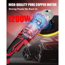 AVID POWER Car Buffer Polisher, 1200W 7 Inch/6 Inch Rotary Buffer Waxer, 6 Variable Speed 1600-3500 RPM, Detachable Handle & Side Handle for Car Detailing, Boat Sanding, Polishing and Waxing