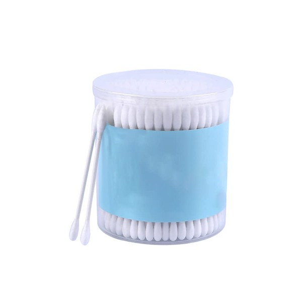 HugeDE 200 Pcs Double Tipped Cotton Swabs Precision Round Tip Swabs Makeup Remover Cotton Swabs Ear Wax Removal Cotton Buds with Paper Sticks, White