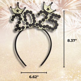 2025 Happy New Years Headband, NYE Party Supplies, One Size Fits Most, 6.62 x 8.37 Inch