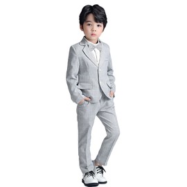 LOLANTA Boys Suit Gentleman Tuxedo for Boy Easter Clothes Wedding Ring Bearer Outfit Kids Suit Set (Grey 7-8 Years)