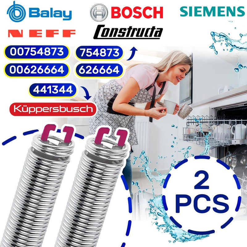 Repair Kit Spring in Pink and Cable Pull for Dishwasher