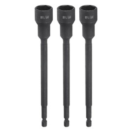 sourcing map 3Pcs Magnetic Nut Driver 9/16" x 1/4" Long Quick Change Hex Shank Magnetic SAE Nut Driver CRV Steel for Impact Drive Nuts Bolts Driver Bit Set for Drill