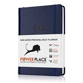 Day Planner, Calendar and Gratitude Journal to Increase Productivity, Time Management & Happiness | Vegan Leather Hardcover, 24-Hourly Business Planner, Undated 6-Months A5 Planner (Blue)