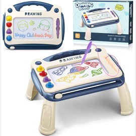 XIESHIWEN - Pizarrones Magicos, Tablero de dibujo magnético de Color con 4 corchetes, 4 formas de sellos, Bolígrafo conector de 9 cm, Regalos y juguetes de viaje, Verde