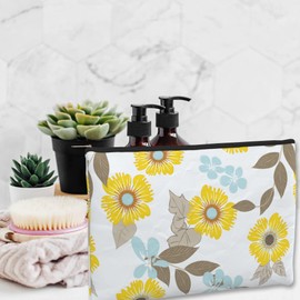 XIOAIDJAA Makeup Bag Abstract Flower Cosmetic Bag Mini Portable Travel Toiletry Bag Organizer Makeup Brushes Aesthetic Accessories Waterproof Storage Bag for Women