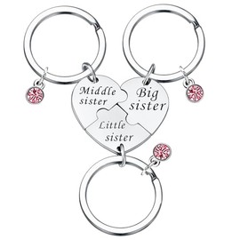 Sister Keychain Gifts for 3 Sisters 3PCS Middle Sis Big Sis Little Sis Keychain Gifts Three Sisters Gifts Matching Keychains