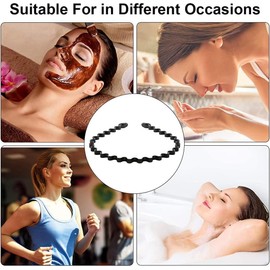 Metal Hair Bands, Men Women's Headbands Spring Wavy Hair Hoop Unisex Black Wavy Headband for Sports, Outdoor (Black, One size)