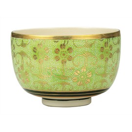 Kyutani Yaki K9-874 Matcha Bowl, White Iron Senkimidori