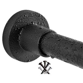 BRIOFOX BRIOFOX Shower Curtain Rod 43-73 Inches Matte Black, Never Rust and Non-Fall Down Spring Tension Rod, Stainless Steel