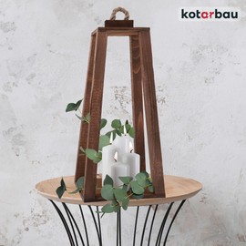 KOTARBAU® Wooden Lantern Brown 20 x 20 x 41 cm Garden Lantern Wooden Lantern Outdoor & Indoor Lantern Living Room for Flowers and Candles Wedding