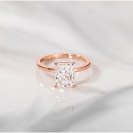 EAMTI 3CT 925 Sterling Silver Rose Gold Engagement Rings Radiant Cut Solitaire Cubic Zirconia CZ Wedding Promise Rings for Her Wedding Bands for Women Size 8