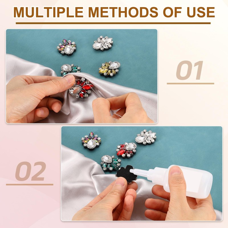 sourcing map 6Pcs Handmade Beaded Patches, Glass Crystal Rhinestone Appliques