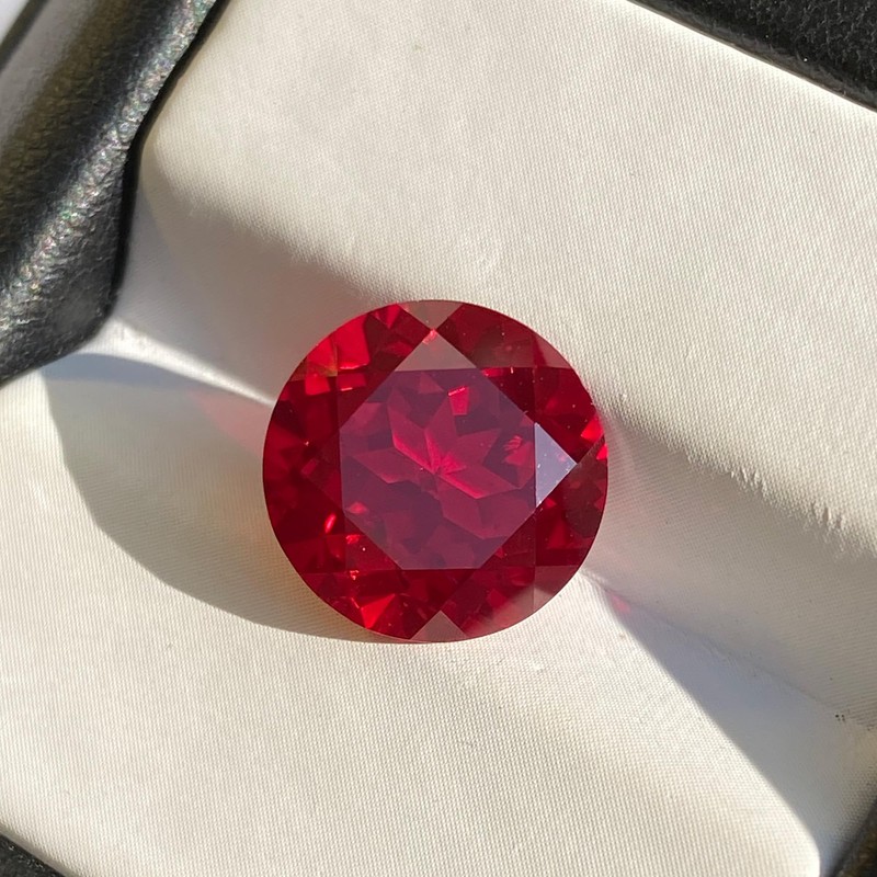 Round Created Ruby Loose Gemstone, Lab-Grown Corundum, Perfect for Jewelry