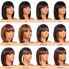 ToyoTress Black Mix Brown Bob Wig With Bangs - 8