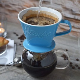 Creano XXL Porcelain Coffee Dripper Saffron - Ceramic Cone Brewer - Pour Over Coffee Maker - Filter Size 4 - huge and heavy quality 800gr/28oz - 6 Colours availeble