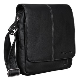 STILORD 'Matt' Men's Small Vintage Leather Shoulder Bag Messenger Bag Vintage Genuine Leather Colour: Black