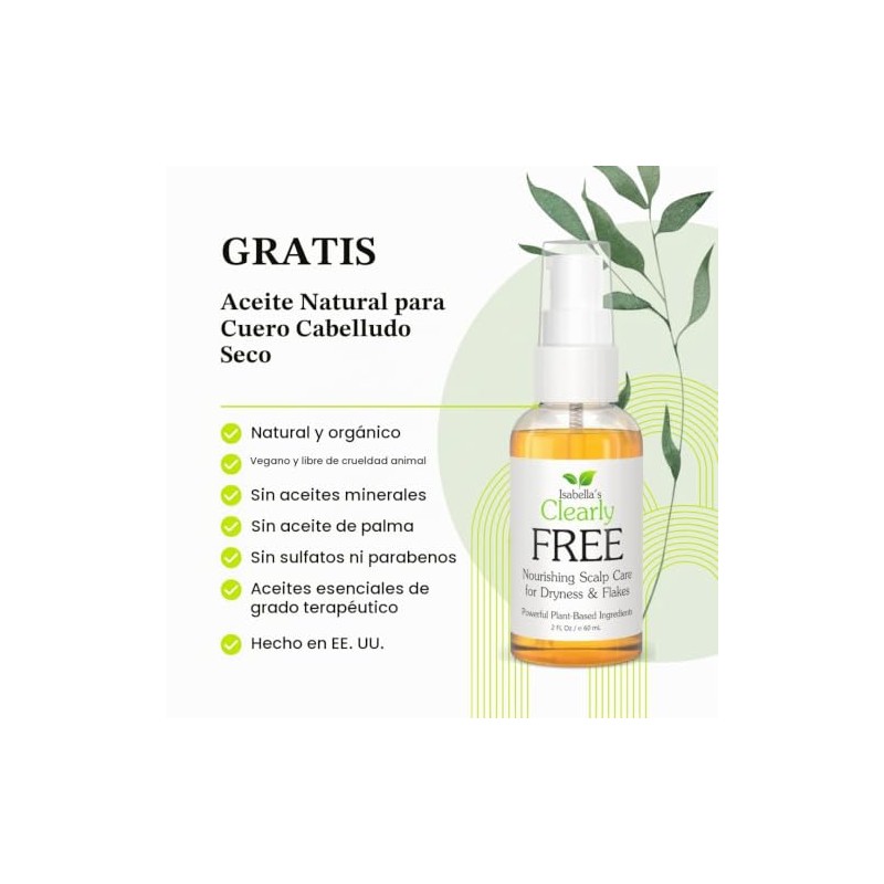 Aceite Natural Anticaspa de Isabellas Clearly FREE Alivia la picazón