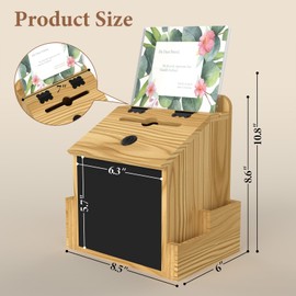 Wooden Suggestion Box with Slot and Lock, Wooden Tip Donation Box for Savings Fundraising, Tabletop Wall Mounted Prayer Box for Church, Wedding with Blackboard Eraser and Erasable Pen